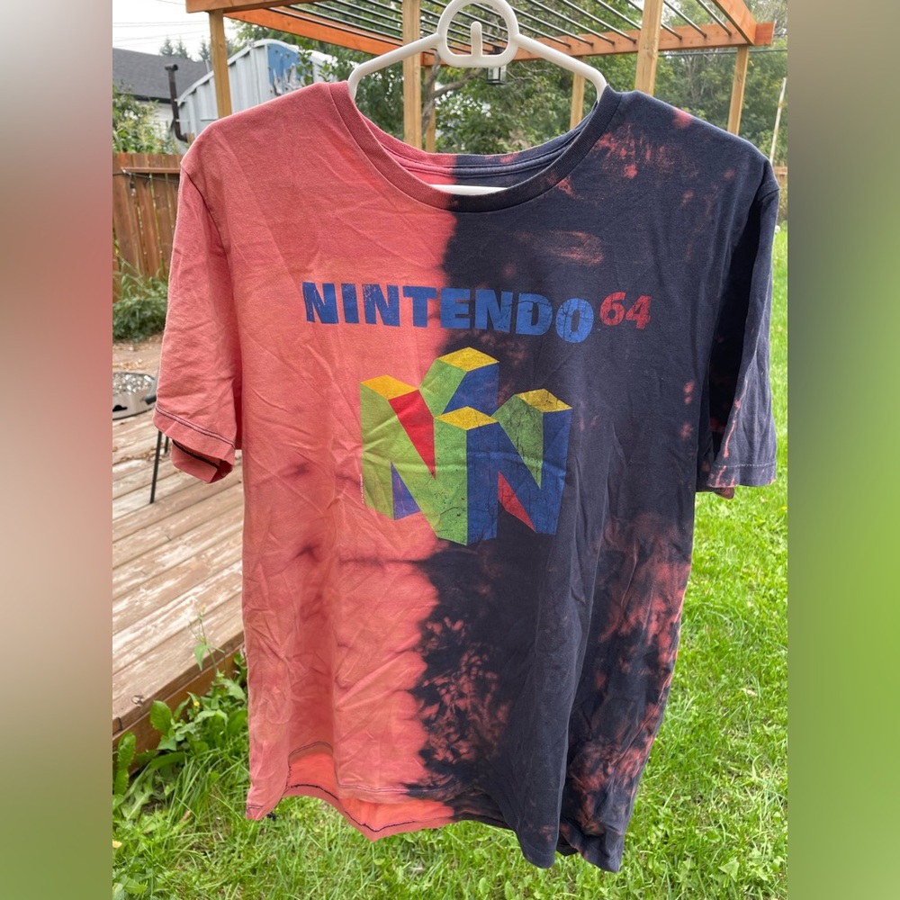 🕹️ Distressed N64 Acid Wash Pink Black Nintendo Awesome Retro US XL 🕹️